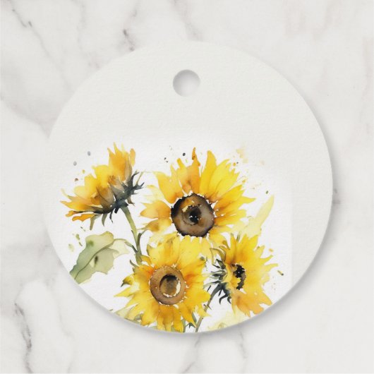 Minimal Boho Waterverf Zonnebloem Rustiek Huwelijk Bedankjes Labels (Achterkant)