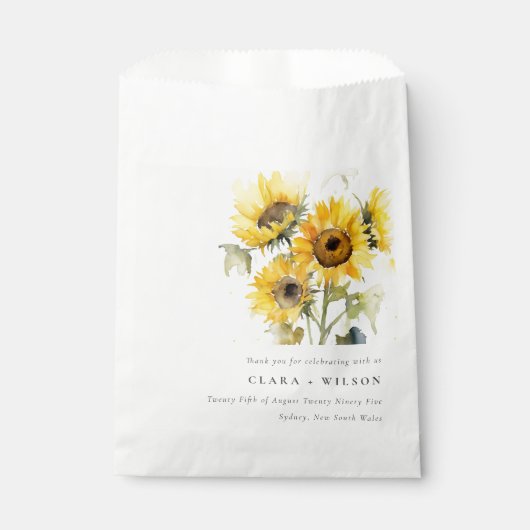 Minimal Boho Waterverf Zonnebloem Rustiek Huwelijk Bedankzakje (Voorkant)