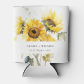 Minimal Boho Waterverf Zonnebloem Rustiek Huwelijk Blikjeskoeler (Voorkant)
