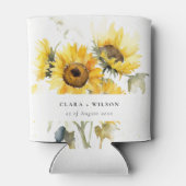 Minimal Boho Waterverf Zonnebloem Rustiek Huwelijk Blikjeskoeler (Achterkant)