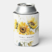 Minimal Boho Waterverf Zonnebloem Rustiek Huwelijk Blikjeskoeler (Blikje Achterkant)