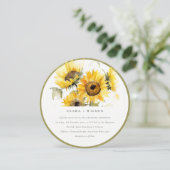 Minimal Boho Waterverf Zonnebloem Rustiek Huwelijk Kaart (Staand voorkant)