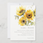 Minimal Boho Waterverf Zonnebloem Rustiek Huwelijk Kaart (Voorkant)