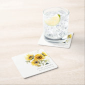 Minimal Boho Waterverf Zonnebloem Rustiek Huwelijk Kartonnen Onderzetters (Insitu)