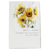 Minimal Boho Waterverf Zonnebloem Rustiek Huwelijk Medium Cadeauzakje (Voorkant)