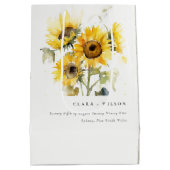 Minimal Boho Waterverf Zonnebloem Rustiek Huwelijk Medium Cadeauzakje (Achterkant)