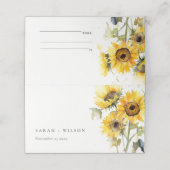 Minimal Boho Waterverf Zonnebloem Rustiek Huwelijk Plaatskaartje (Buitenkant ongevouwen)