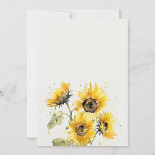 Minimal Boho Waterverf Zonnebloem Rustiek Huwelijk Save The Date (Achterkant)