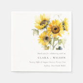 Minimal Boho Waterverf Zonnebloem Rustiek Huwelijk Servet (Voorkant)