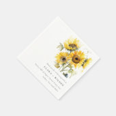 Minimal Boho Waterverf Zonnebloem Rustiek Huwelijk Servet (Hoek)