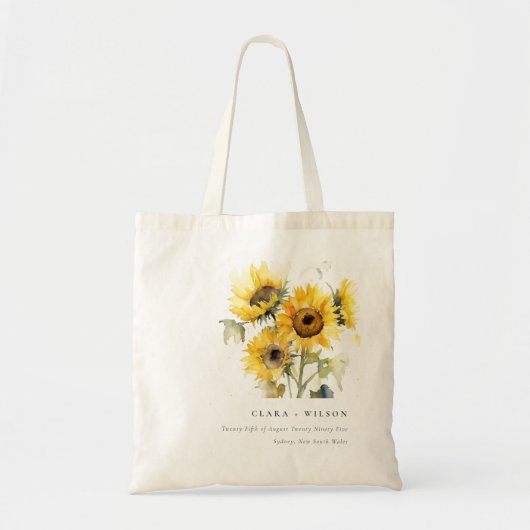 Minimal Boho Waterverf Zonnebloem Rustiek Huwelijk Tote Bag (Voorkant)
