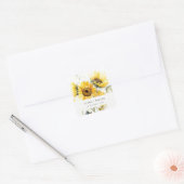 Minimal Boho Waterverf Zonnebloem Rustiek Huwelijk Vierkante Sticker (Envelop)