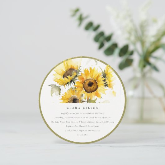 Minimal Boho Waterverf Zonnebloem Vrijgezellenfees Kaart (Staand voorkant)