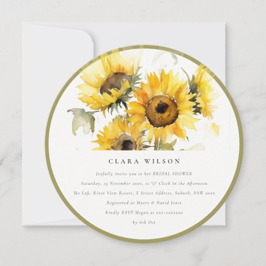 Minimal Boho Waterverf Zonnebloem Vrijgezellenfees Kaart (Voorkant)
