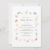 Minimal Boho Wildflower Floral Lijst Baby shower Kaart (Voorkant)
