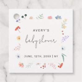 Minimal Boho Wildflower Lijst Baby shower Bedankjes Labels