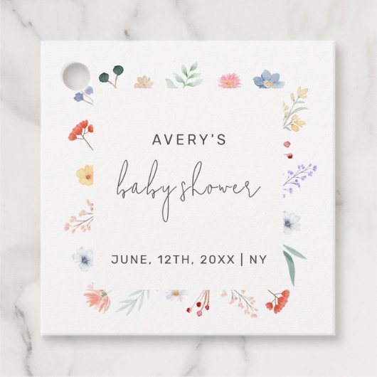 Minimal Boho Wildflower Lijst Baby shower Bedankjes Labels (Voorkant)