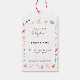 Minimal Boho Wildflower Lijst Baby shower Cadeaulabel