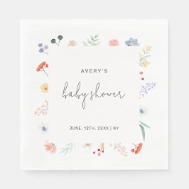 Minimal Boho Wildflower Lijst Baby shower Servet