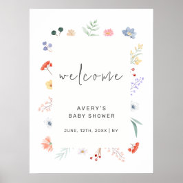 Minimal Boho Wildflower Lijst Baby shower Welkom Poster