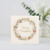 Minimal Boho Wreath Christmas Feestdagenkaart (Staand voorkant)
