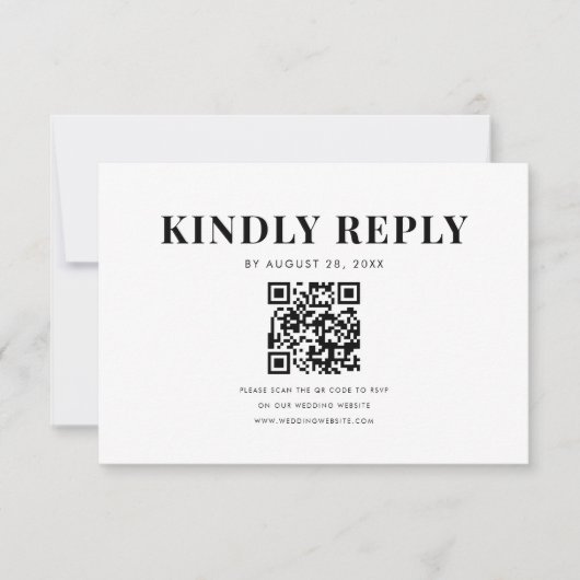 Minimal Bold Elegant QR Code Wedding RSVP Kaartje (Voorkant)