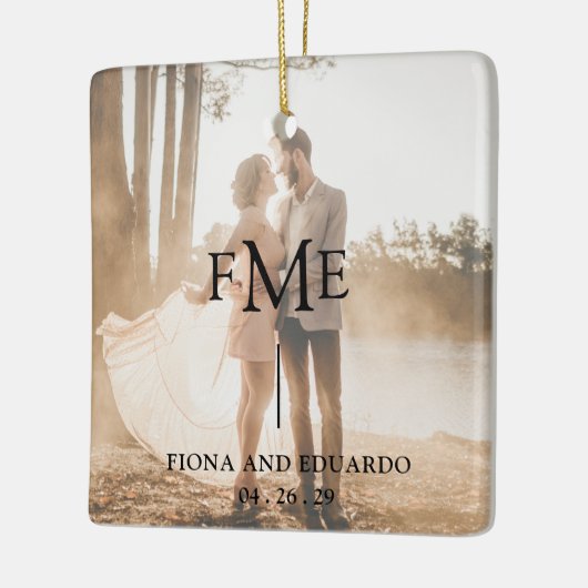 Minimal Bold Monogram Foto Modern Keramisch Ornament (Links)