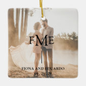 Minimal Bold Monogram Foto Modern Keramisch Ornament (Voorkant)