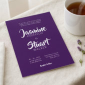 Minimal bold plum Wedding Website QR Code Kaart