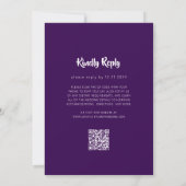 Minimal bold plum Wedding Website QR Code Kaart (Achterkant)