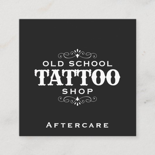 Minimal Bold Tattoo Artiest Nazorg Instructies Vierkante Visitekaartje (Voorkant)