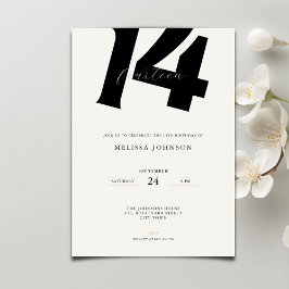 Minimal Bold Typography 14th Birthday  Kaart