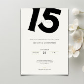 Minimal Bold Typography 15th Birthday  Kaart