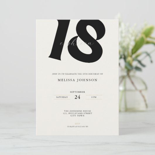 Minimal Bold Typography 18th Birthday  Kaart (Staand voorkant)