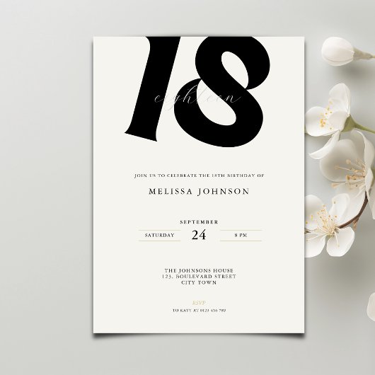 Minimal Bold Typography 18th Birthday  Kaart