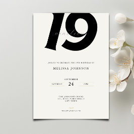 Minimal Bold Typography 19th Birthday  Kaart