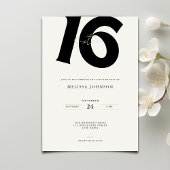 Minimal Bold Typography sweet 16th Birthday  Kaart