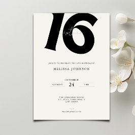 Minimal Bold Typography sweet 16th Birthday  Kaart