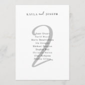 Minimal Bold Wedding Guest List Table Number 2 Kaart (Achterkant)