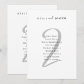 Minimal Bold Wedding Guest List Table Number 2 Kaart (Voorkant / Achterkant)