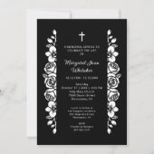 Minimal Botanic Back & White Garland Photo Funeral Kaart (Voorkant)