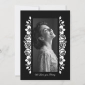 Minimal Botanic Back & White Garland Photo Funeral Kaart (Achterkant)