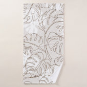 Minimal botanical art seamless pattern. Tropical m Badhanddoek (Badhanddoek)