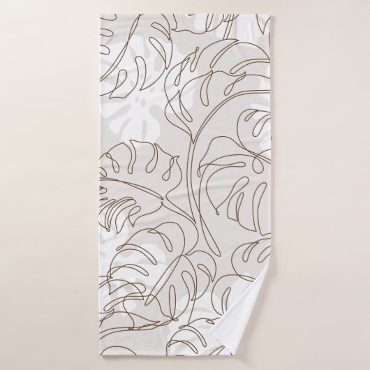 Minimal botanical art seamless pattern. Tropical m Badhanddoek (Badhanddoek)