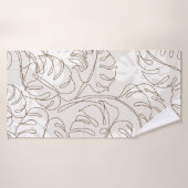 Minimal botanical art seamless pattern. Tropical m Badhanddoek (Badhanddoek)