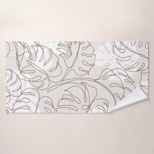 Minimal botanical art seamless pattern. Tropical m Badhanddoek (Badhanddoek)