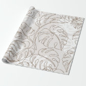 Minimal botanical art seamless pattern. Tropical m Cadeaupapier (Uitgerold)