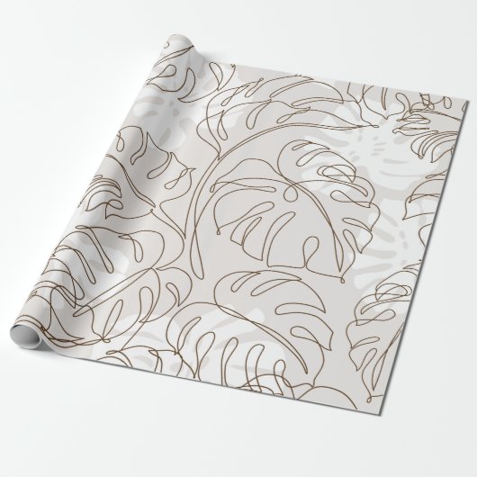 Minimal botanical art seamless pattern. Tropical m Cadeaupapier (Uitgerold)