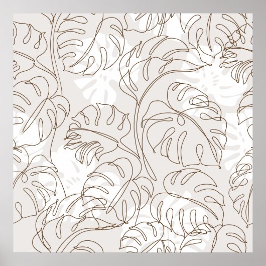 Minimal botanical art seamless pattern. Tropical m Poster (Voorkant)