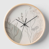 Minimal Botanical Clock – Abstract Line Art (Voorkant)